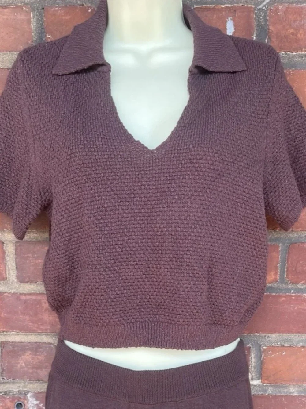 Free People Nolan 2 Piece Sweater Set Crop Top Harem Pants Sz S